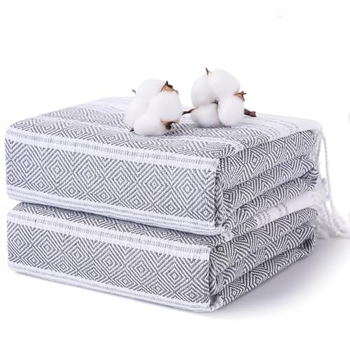 2 Packs Cotton Turkish Beach Towels Quick Dry Sand Free Oversized Pool Bath Swim Towel Extra Large Xl Big Blanket Adult Travel Essentials Cruise Accessories Must Haves Clearance Vacation Stuff - color: Thicker Set Grey Grey