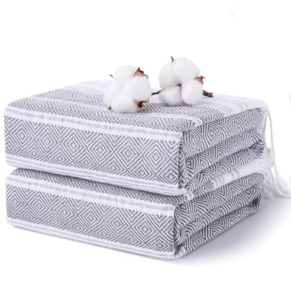 2 Packs Cotton Turkish Beach Towels Quick Dry Sand Free Oversized Pool Bath Swim Towel Extra Large Xl Big Blanket Adult Travel Essentials Cruise Accessories Must Haves Clearance Vacation Stuff - color: Thicker Set Grey Grey