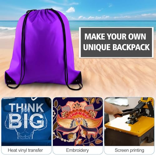 KUUQA 12 Pcs Drawstring Backpack Bags, Purple - color: Purple