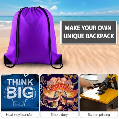 KUUQA 12 Pcs Drawstring Backpack Bags, Purple - color: Purple