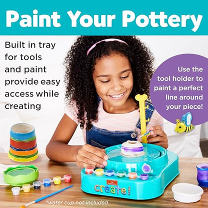 Faber-Castell Pottery Studio: Create Your Own Pottery Designs with Kid-Friendly Pottery Wheel, Air-Dry Clay, Paints, Sculpting Tools & Step-by-Step Instructions for Kids (Ages 8+) - size: Starter Pottery Wheel