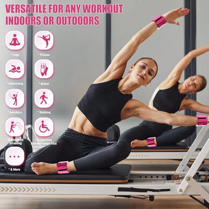Ankle Wrist Weights for Women 2lbs/4lbs Pairs Adjustable Silicone Weights - color: Gradient Pink, size: 2 lbs Pair (1 lb Each)