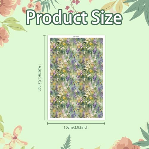 8 Pcs Blossom Floral Transfer Paper for Polymer Clay, Lavender Peony Sunflowers Water Transfer Sheets for Polymer Clay, Polymer Clay Transfer Paper for DIY Art Jewelry Earrings Making 5.82X3.93inch