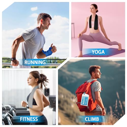 4 Packs Cooling Towel, 40" x 12" Microfiber Cooling Towels for Neck and Face, Soft Breathable Gym Towel for Working Out with Waterproof Bag & Carabiner, Sweat Towels for Running, Yoga, Travel, Climb | High-density microfiber,Soft Breathable,Portable,Reusa