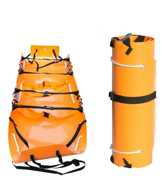 EVA Roll-Up Rescue Stretcher – Lightweight Foldable Stretcher with Multiple Handles and Straps for Aerial and Ground Evacuation (Orange) - color: Orange