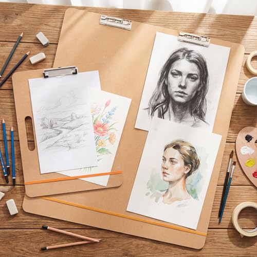 13"x17" & 23"x26" Sketch Board Set Artists Drawing Clipboards with Handle Drawing Tote Board for Sketching & Watercolor with Sturdy Clip and Elastic Bands Portable Art Clipboard for Painting