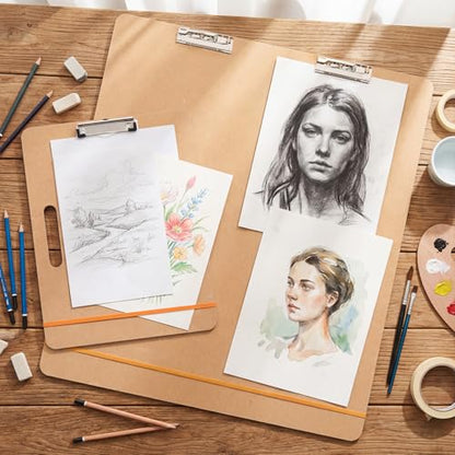 13"x17" & 23"x26" Sketch Board Set Artists Drawing Clipboards with Handle Drawing Tote Board for Sketching & Watercolor with Sturdy Clip and Elastic Bands Portable Art Clipboard for Painting