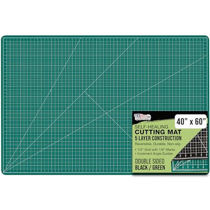 U.S. Art Supply 40"x60" Self-Healing Cutting Mat 5-Ply Green/Black | Double-Sided Green/Black Craft Mat, Non-Slip Cutting Mats for Crafts, Sewing, Quilting, Scrapbooking - color: Green/Black