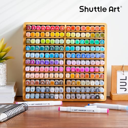 Shuttle Art Marker Organizer, Hold 176 Art Markers, Brush Pens, Pencil Large Holder with 22 Compartments for Home, Classroom, Office Desktop Stationary Storage