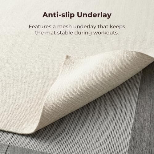 Live Well 360 Handmade Organic Cotton Yoga Mat - Non-Toxic, Chemical-free and All Natural Cloth Yoga Mat - Exercise, Workout, & Fitness Rug - Woven Material - Absorbent & Washable - 78" x 27" - color: Natural Cotton