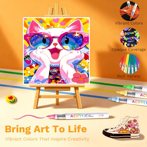 168 Colors Acrylic Paint Markers, Brush Tip Multi Surface Acrylic Paint Pens Set Perfect for Canvas, Wood, Stone, Fabric & DIY Crafts - color: 168 Colors