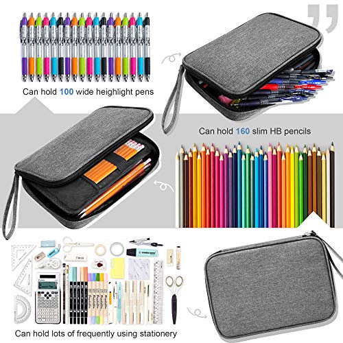 Big Capacity Storage Pouch Marker Pen Pencil Case Simple Stationery Bag Box Art Tool & Sketch Storage Boxes for Bullet Journal Middle High School Office College Student Girl Women Adult Teen - color: Gray