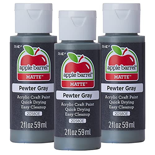 Apple Barrel Acrylic Paint, Pewter Grey (Pack of 3) 2 oz, 20580EA- (Pack of 3) - color: Pewter Grey, size: 2 Fl Oz (Pack of 3)