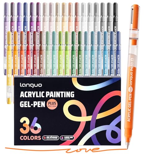 Acrylic Gel Pens, 36 Colored Pens for Black & White Paper, 1.0 mm Point | Colorful Pens for Coloring, Writing, Drawing, Journaling, Note Taking, Office, Home - color: Acrylic Pens-36PCS-Gift Set, style: Acrylic Pens