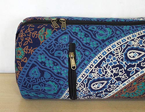 INDIAN CRAFT CASTLE ICC Yoga Mat Bag Carrier Full-Zip Exercise Yoga Mat Carry Bag for Women Men with Multi-Functional Storage Pockets and Adjustable Shoulder Strap 26X6 Inches - style: Blue 6 Kaam