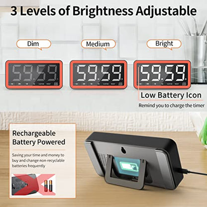 VOCOO Large 7.8" Digital Timer, Magnetic LED Timer for Kitchen & Classroom - color: Black Red
