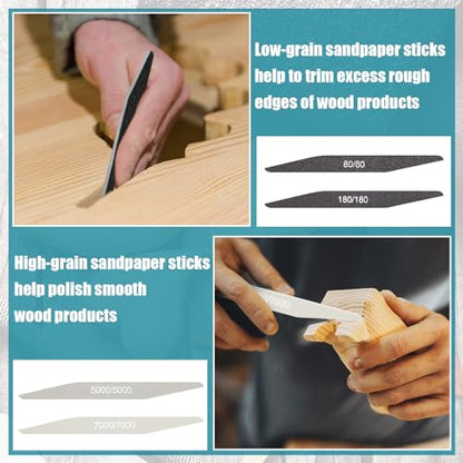 Honoson 20 Pcs Model Sanding Sticks,Low Grits Rating,Double Angle Shape | 3D Print Polishing Sticks, Assorted Grits, Plastic Metal Wood Modeling Polishing Tools for Finishing, Dual-sided Design - style: Double Angle Shape