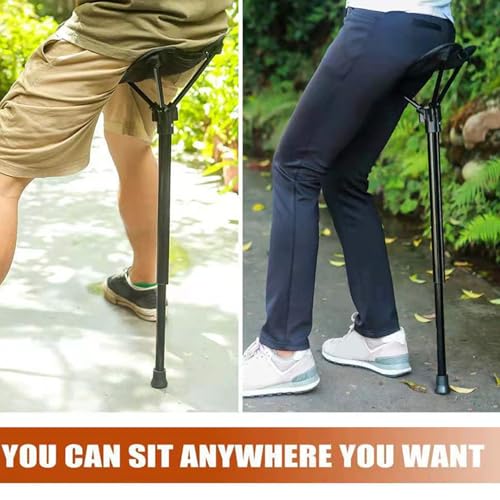 Rosvola Portable Folding Stool, One Leg Adjustable Stool, Retractable Hiking Chair, 3 Gear Height Adjustable, Camping Folding Stool for Camping Outdoor Barbecue Fishing