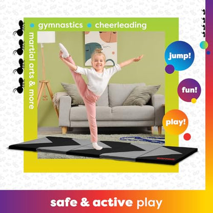 Antsy Pants Tumbling Mat for Kids – Gymnastics Mat, Easy to Clean, Sturdy, Foldable Tumbling Mats, Padded, Lightweight, Portable, Gymnastics Equipment for Active Play - color: 5-Fold Gray/Black