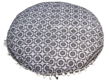 ICC Floor Pillows & Cushion Covers, Decorative Hippie Mandala Pouf Pillow Cover Bohemian Seating Meditation Cushion Cover, Large Boho Ottoman Case Pillowcase for Couch Black Elephant, 32" Round - size: 32" x 32" (Pack of 1), style: Black Elephant