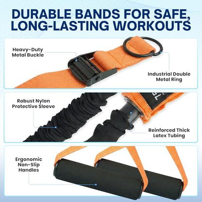 Pull Up Assistance Bands, Heavy Duty 300 lb Pull Up Bands Assistance Bands, 4 Adjustable Resistance Bands, Padded Handles, Foam Foot Cradle, Anchor Strap for Chin Ups, Dips & Strength Training - color: Orange