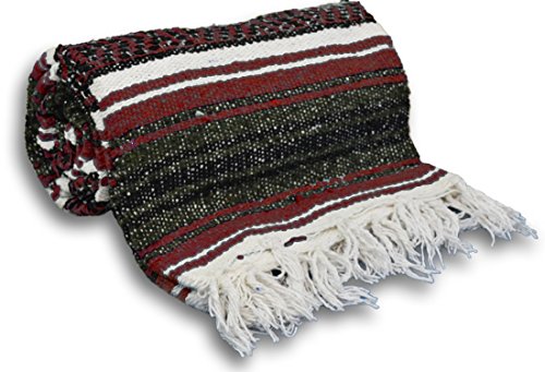 YogaAccessories Traditional Mexican Yoga Blanket - color: Burgundy