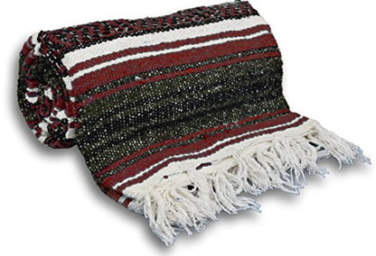 YogaAccessories Traditional Mexican Yoga Blanket - color: Burgundy