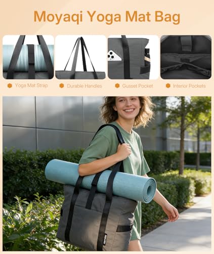 MOYAQI Gym Bag for Women with Zipper, Nurse Work Tote with Compartments, Womens Beach Yoga Bag for Sport, Travel (Gray)