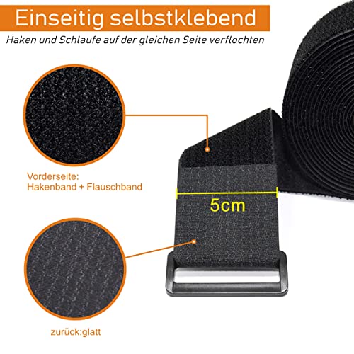 16Ft x 2In Adjustable Cable Straps with 12 Buckles, Free Cut Length, Black Reusable Fastening Cable Ties, Hook and Loop Securing Strap for Cable Tidy, Wire Management, Cord Organiser, Black - color: Black, size: 16Ft x 2In