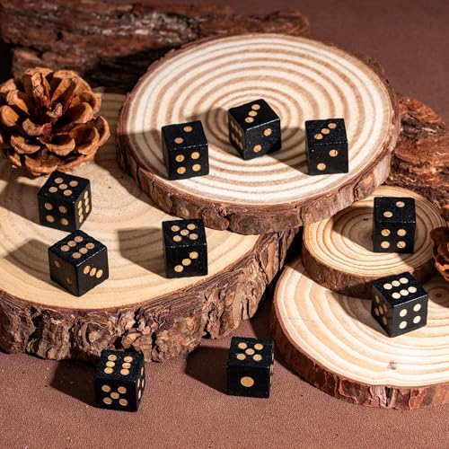 10PCS Wooden D6 Dice Set Wood 16mm Dice Set for DND RPG Board Games - color: D6-black S