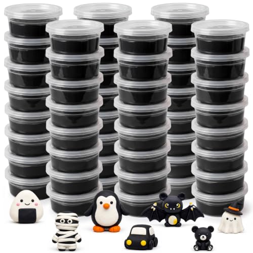 VioraWhite 48 Pcs Air Dry Clay Bulk 1.6lb Modeling Clay Kit,Black | Soft & Stretchable, Magic Foam for Kids, DIY Molding, Arts & Crafts, Boys Girls Party Favors, Cosplay Sculpting Supplies - color: Black