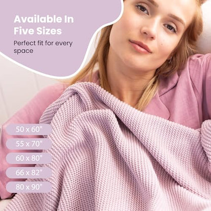 Dalisa Alina GOTS Organic Cotton Throw Blanket, Lavender Frost, 80x90 in - color: Lavender Frost, size: 80x90