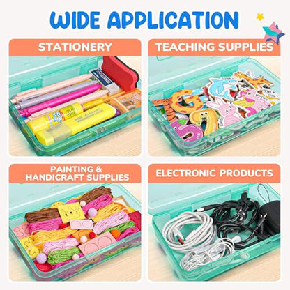 GAMENOTE Plastic Pencil Box with Personalized Sticker,Kid Hard Pencil Case with Snap-tight Lid,Small Art Craft Storage Containers,School Supplies Box for Boys,Girls (Turquoise) - color: Turquoise