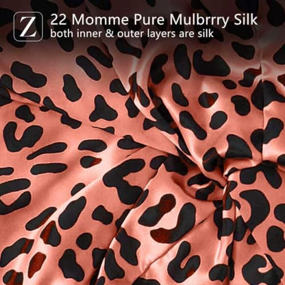 ZIMASILK 22 Momme 100% Pure Silk Bonnet for Sleeping, Leopard Black/Pink - color: Leopard-black/Pink