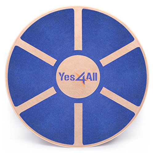 Yes4All Versatile Wooden Wobble Balance Board, Balance Trainer for Mobility Training, Standing Desk, Core Training, Exercise Balance Stability Trainer - color: C. Wooden Balance Board - Blue