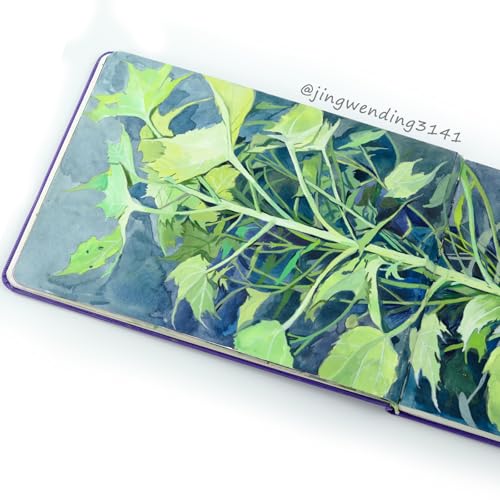 CuppaClip Watercolor Paper Cotton Hot-Pressed with Inner Pocket Watercolor Sketchbook Journal As Travel Notebook 300 GSM 140 LB (Green, 11.81x8.26in) - color: Green, size: 11.7×8.3in