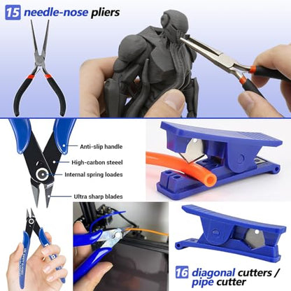 262 Pcs 3D Printer Tool Set w/Bag, Nozzle Kit & Mini Electric Grinder | Basic Model Tools. Removal, Trimming, Finishing. Full-Process Needs. Multi-Spec Cleaning Kit