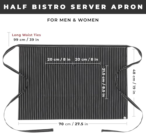 Chef Works Unisex Half Bistro Server Apron - color: Black/White