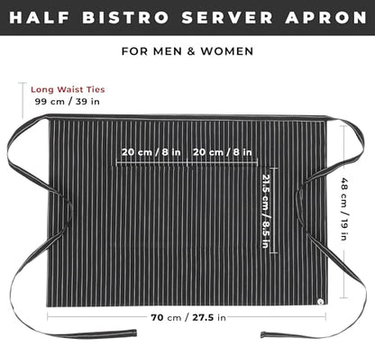 Chef Works Unisex Half Bistro Server Apron - color: Black/White