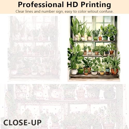 TUMOVO Green Plant Paint by Numbers Kit for Adults Beginner Potted Oil Painting Adult Paint by Number Kits on Canvas Botanic DIY Acrylic Painting Art Crafts for Gifts Home Wall 16"x20"(Frameless) - color: Green Plants