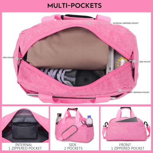 14 inch Small Gym Bag for Women & Men, Mini Duffel Bag for Travel Sports Lightweight Carry On Bag (Rose) - color: Rose