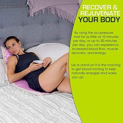 ProsourceFit Ki Acupressure Mat and Pillow Set with 100% Natural Linen for Back/Neck Pain Relief and Muscle Relaxation - color: Natural Purpule