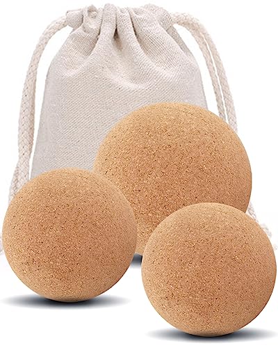 KITWILD Cork Massage Ball Set, High Density Fine Particles Massage Ball for Deep Tissue Muscle Massage, Myofascial Release, and Yoga Therapy, 2.5''+2.5''+3.15'' Lightweight Lacrosse Massage Balls | High Density Fine Particles, Deep Tissue Muscle Massage,