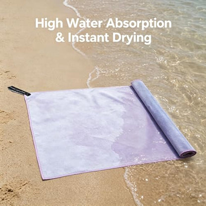 Microfiber Towel Perfect Travel Gym Camping, Quick Dry Fast Drying Sports Towel, Lightweight Compact Absorbent, 15.7x31.5 Inches for Beach Swim Shower Backpacking - Purple