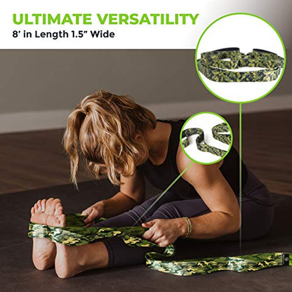 Gradient Fitness Stretching Strap for Physical Therapy, 12 Multi-Loop Stretch Strap 1.5" W x 8' L, Neoprene Handles, Physical Therapy Equipment, Yoga Straps for Stretching, Leg Stretcher. - color: Camo