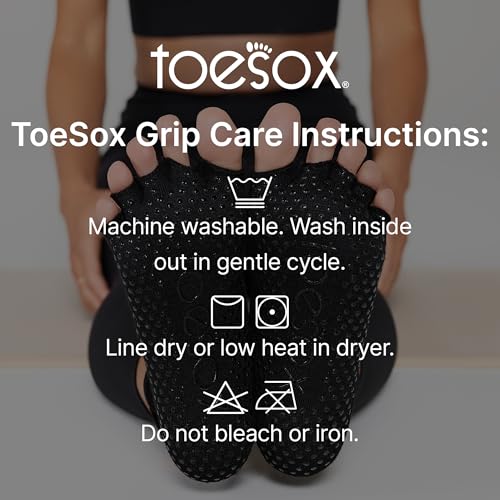 toesox Bellarina Grip Socks for Women, Half-Toe - color: Black, Charcoal & Nude, size: Small