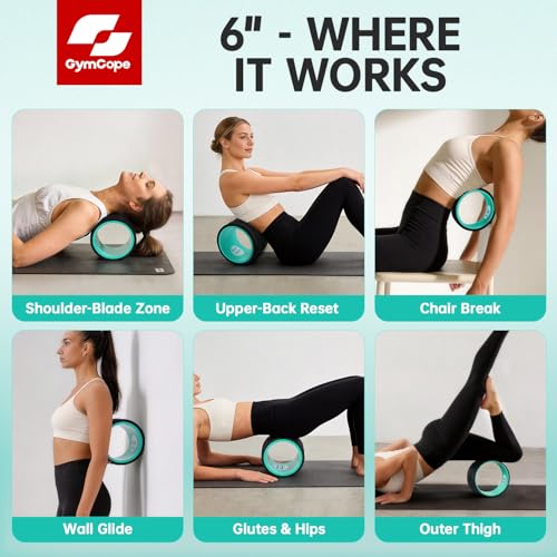 GymCope Back Roller Wheel, Spine-Safe Groove for Deep Stretch, 530 lbs - color: Mint Green, size: 6"