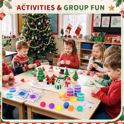 VioraWhite 48 Pcs Wonderful Christmas Air Dry Clay Set with Card and Gift Bags DIY Magic Gifts Clay Model Arts and Crafts Gift Graduation Party Favors Prizes for Kids Students Children Classroom - style: Wonderful Christmas