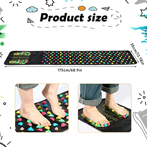 BBTO Foot Massage Mat Reflexology Walk Stone Road for Acupressure Foot Massage Acupoint Mat for Long Sitting Elderly Students and Office Workers(68.9 x 13.78 Inches) - size: 68.9 x 13.78 Inch
