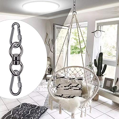 SELEWARE Silent Bearing Swing Swivel with 2 Carabiners, 360° Rotational Device Hanging Accessory for Tree Swing, Hammock Chair, Yoga,1200LB Capacity - color: Swivel (C) and 2 Carabiners